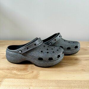 Crocs Classic Platform Glitter Clog - Silver - Womens Size 8